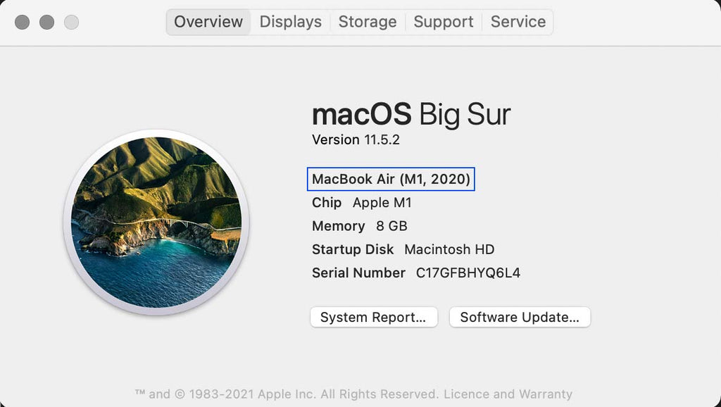 Mac OS X About this Mac window