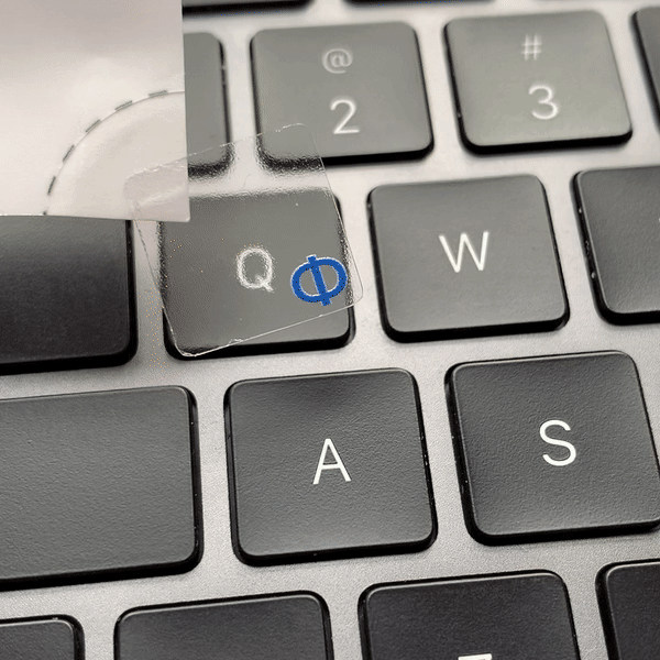 Transparent keyboard stickers with Russian letters in the corner