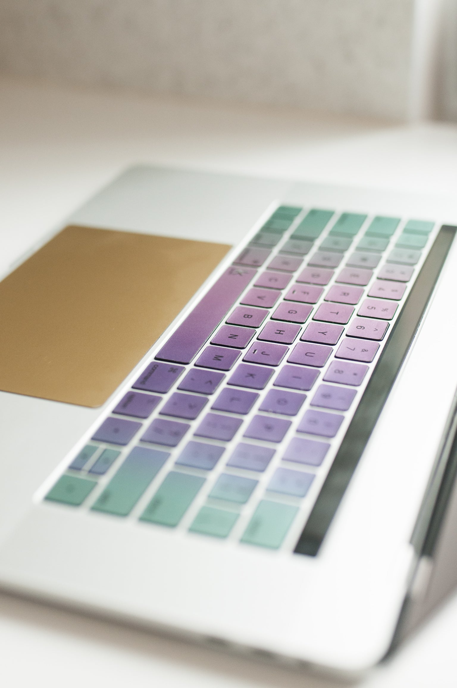 Metallic MacBook keyboard stickers in kawaii style