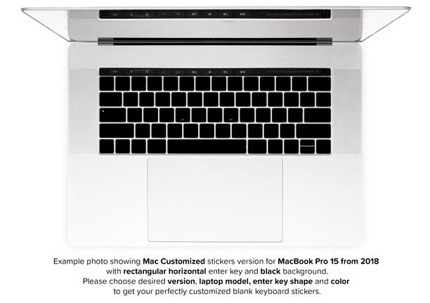 Blank MacBook Keyboard Stickers with no captions. Get a distraction-free, wear-resistant, and custom-fit keyboard.
