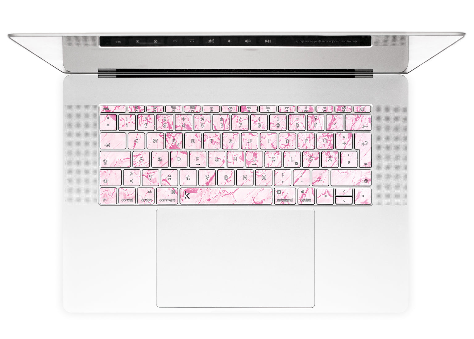Complicated Pink MacBook Keyboard Stickers alternate German keyboard