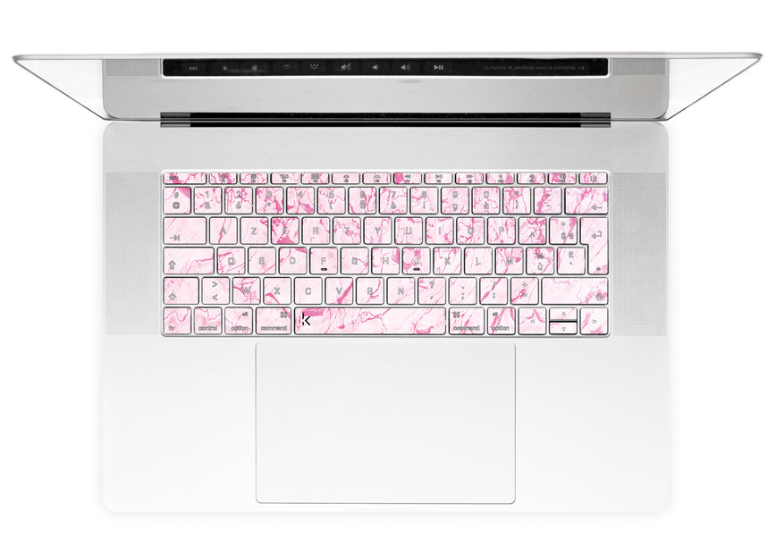 Complicated Pink MacBook Keyboard Stickers alternate French keyboard
