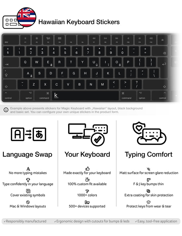 Hawaiian Keyboard Stickers