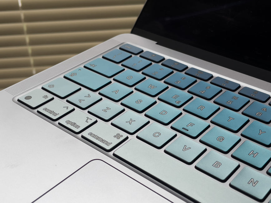 Laptop (Asus, Dell, Hp +) Keyboard Stickers - Metallic Blue Ombre Color