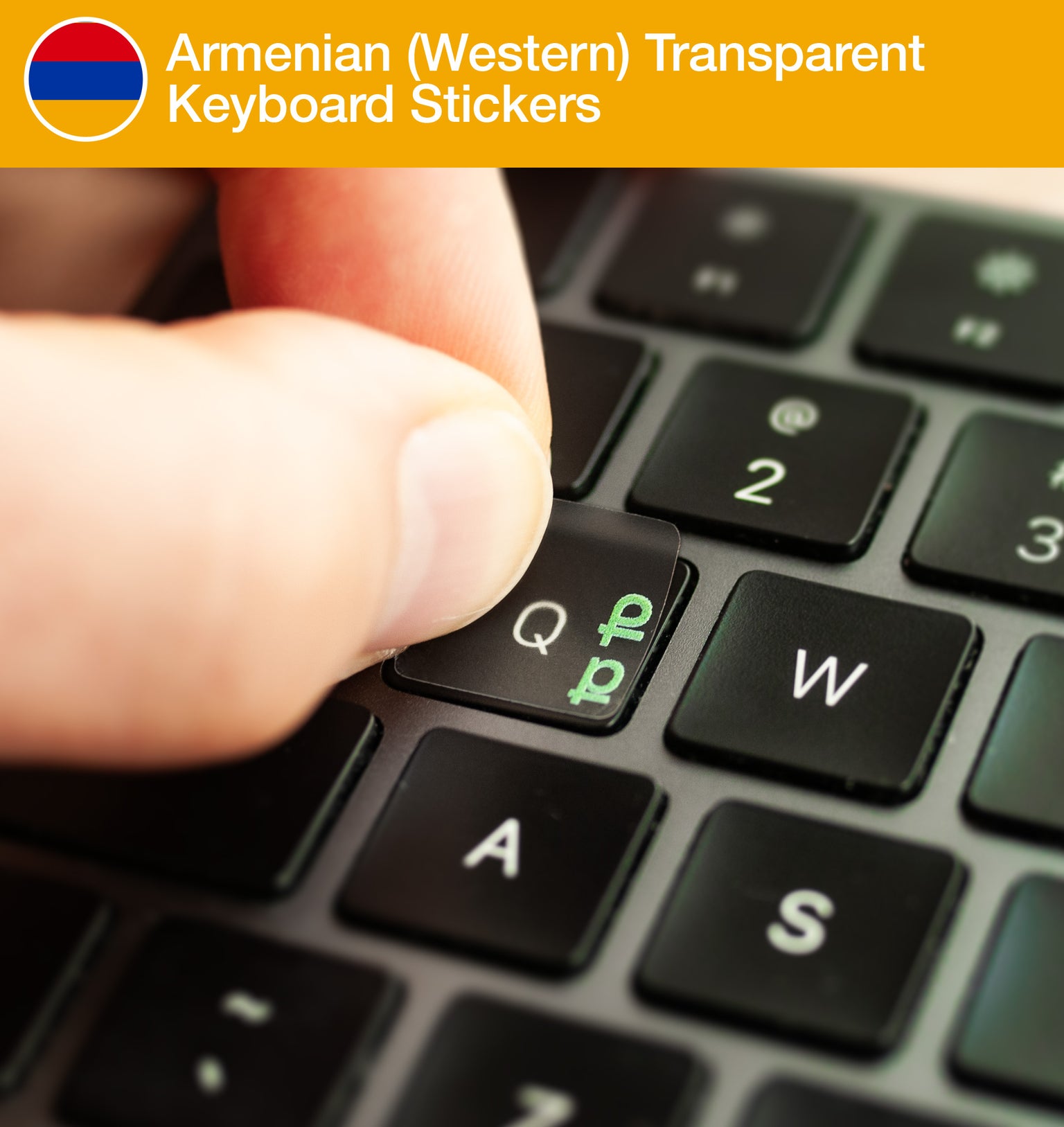 Armenian (Western) Transparent Keyboard Stickers with Armenian layout