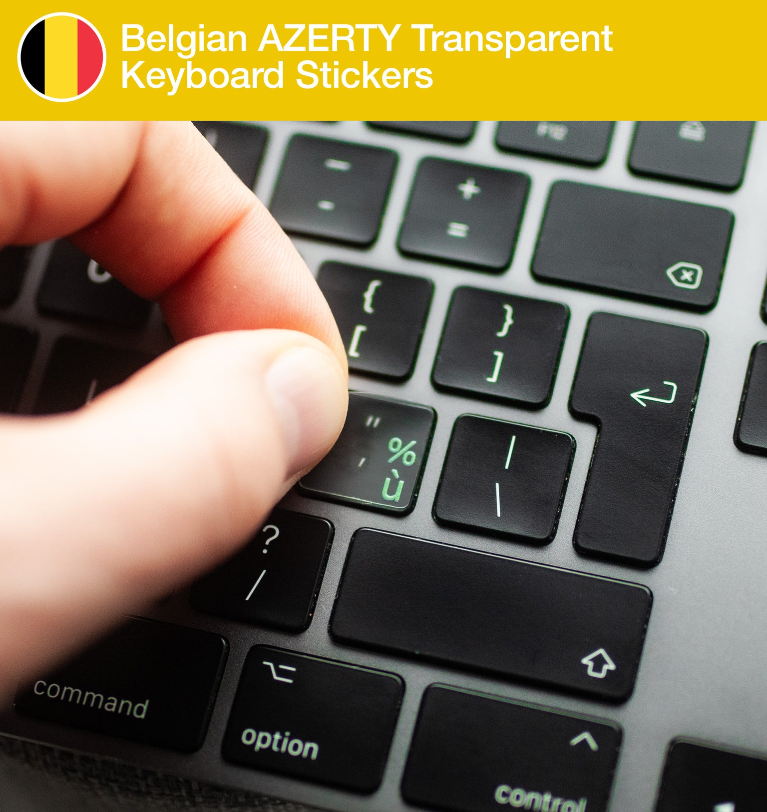 Belgian AZERTY Transparent Keyboard Stickers with Belgian keyboard layout