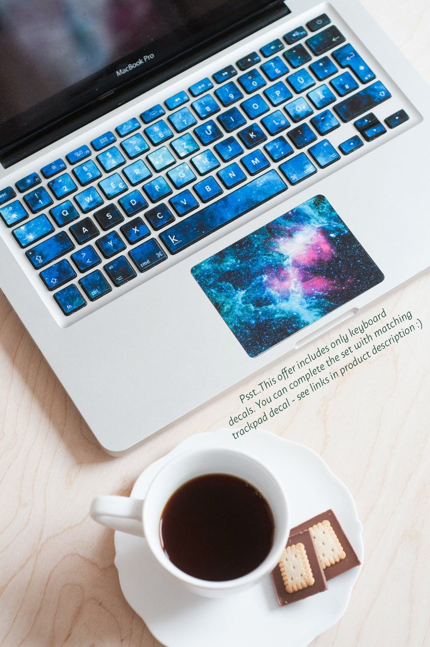 Blue Nebula MacBook Keyboard Stickers Decals