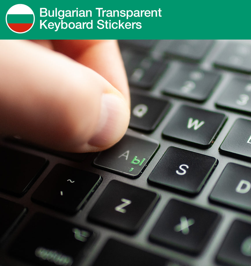 Bulgarian (Cyrillic) Transparent Keyboard Stickers with Bulgarian keyboard layout