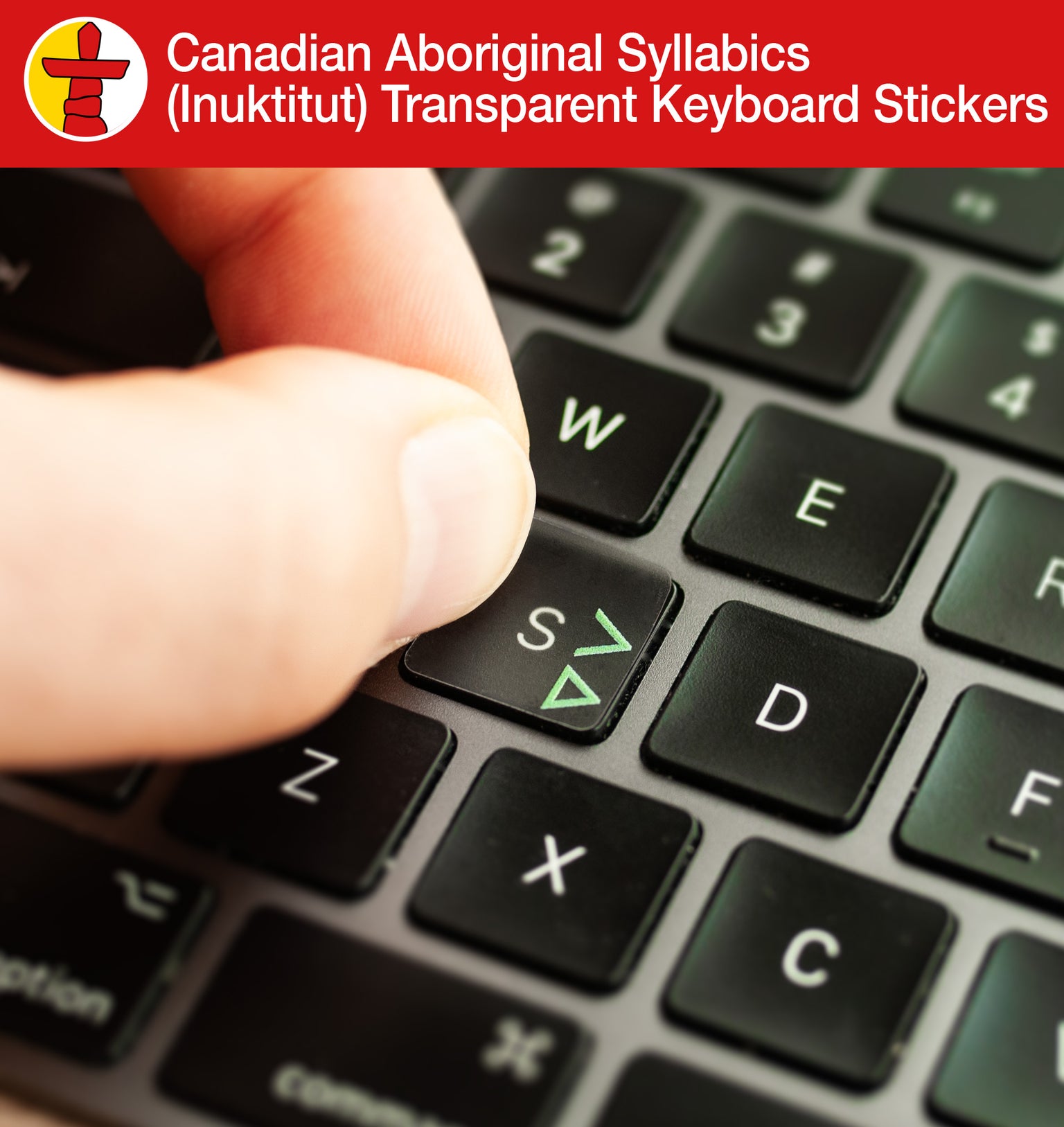 Canadian Aboriginal Syllabics (Inuktitut) Transparent Keyboard Stickers with Inuktitut layout