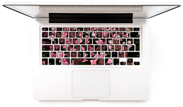 Dark Pink Hydrangeas MacBook Keyboard Stickers decals key overlays