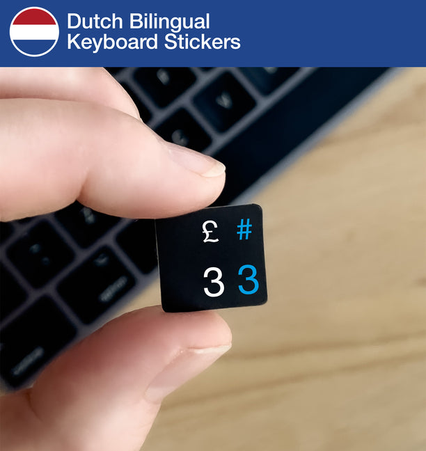 Dutch Bilingual Keyboard Stickers with Dutch layout