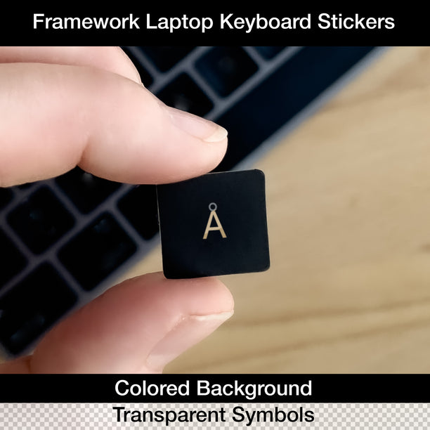 Framework Laptop Keyboard Stickers (Colored Background + Transparent Symbols)