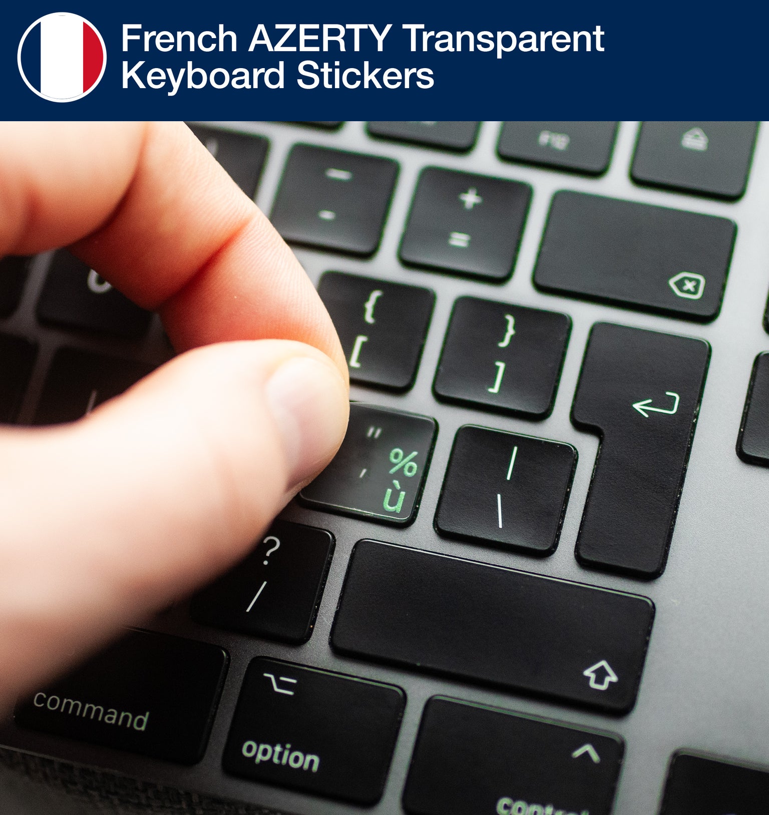 French AZERTY Transparent Keyboard Stickers with French keyboard layout