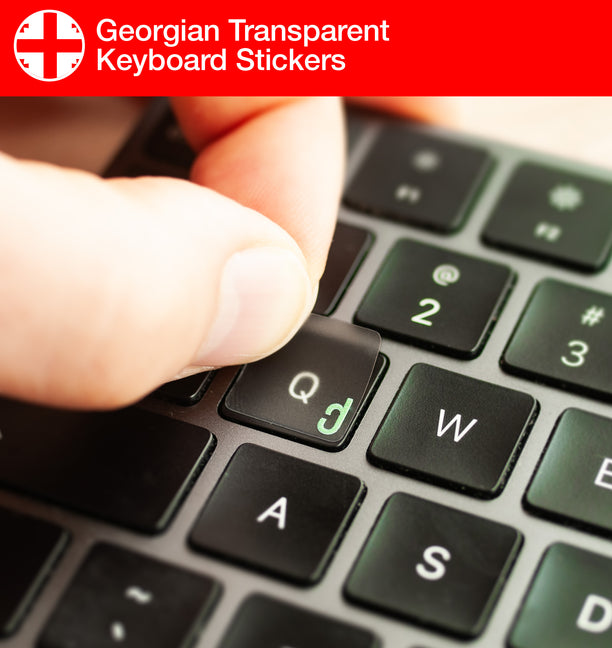 Georgian Transparent Keyboard Stickers with Georgian QWERTY layout