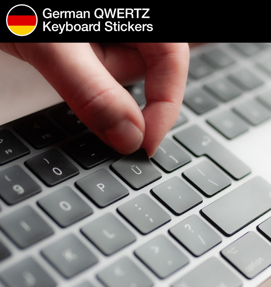 German QWERTZ Keyboard Stickers with German keyboard layout