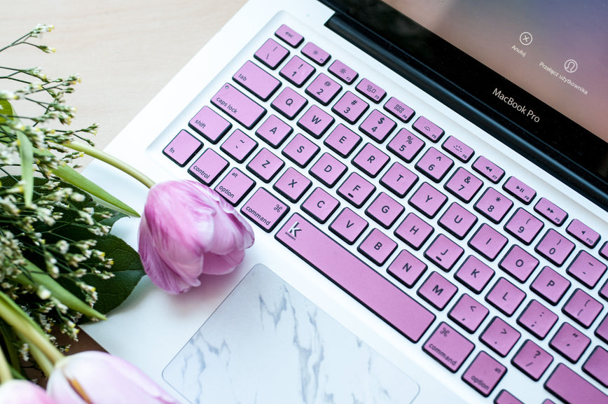 Ghost Pink Laptop Keyboard Stickers closeup