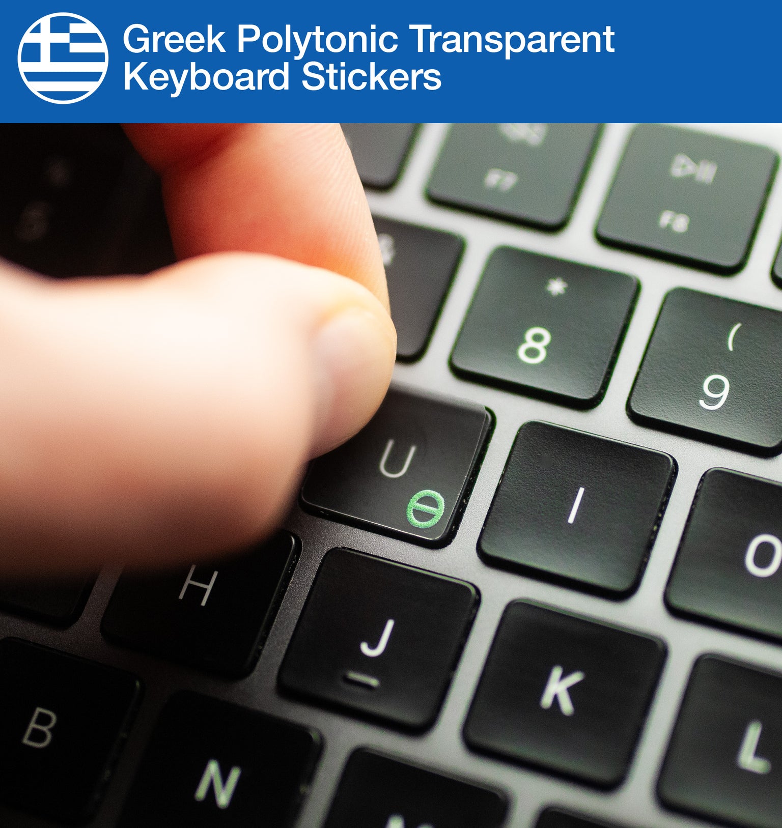 Greek (Polytonic) Transparent Keyboard Stickers with Greek Polytonic layout