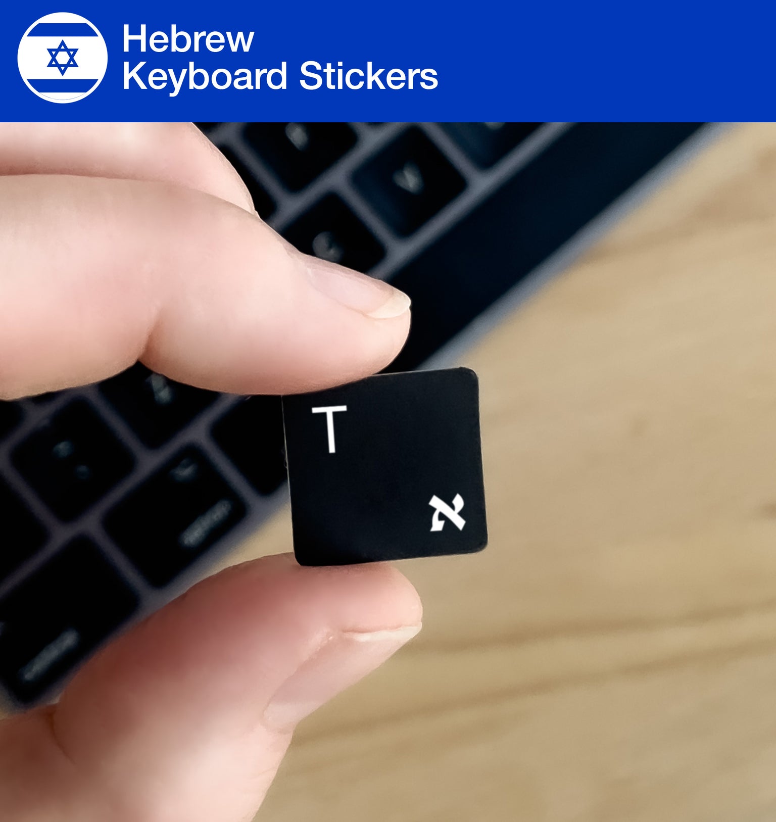 thumbnail image 2 of Red Hebrew Keyboard Sticker Decal – Transparent Background For PC/Laptop 2 of 6