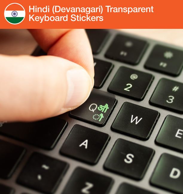 Hindi (Devanagari) Transparent Keyboard Stickers with Devanagari layout