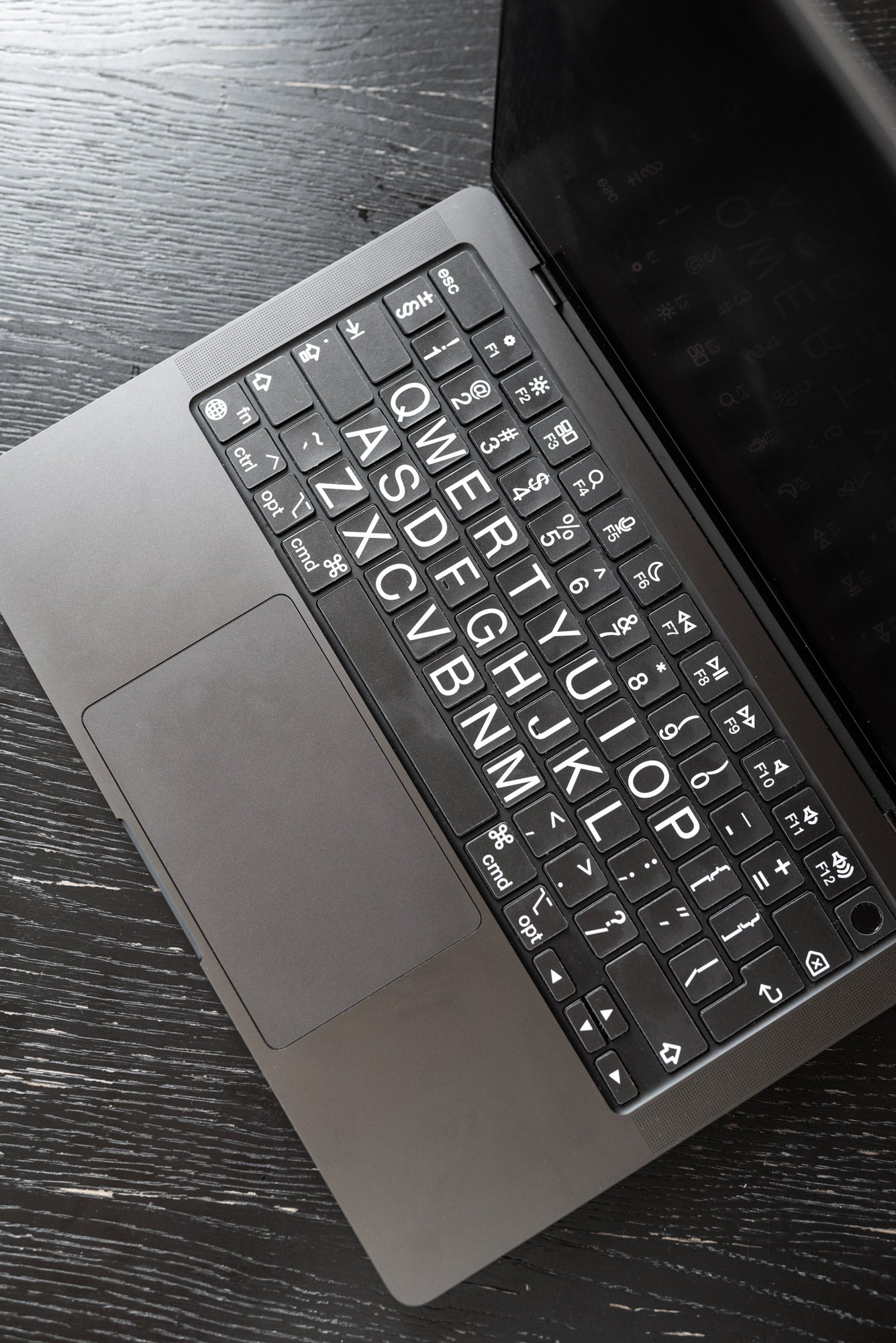 Large Letters Keyboard Stickers for Better Vision Access Black Background White Letters 2