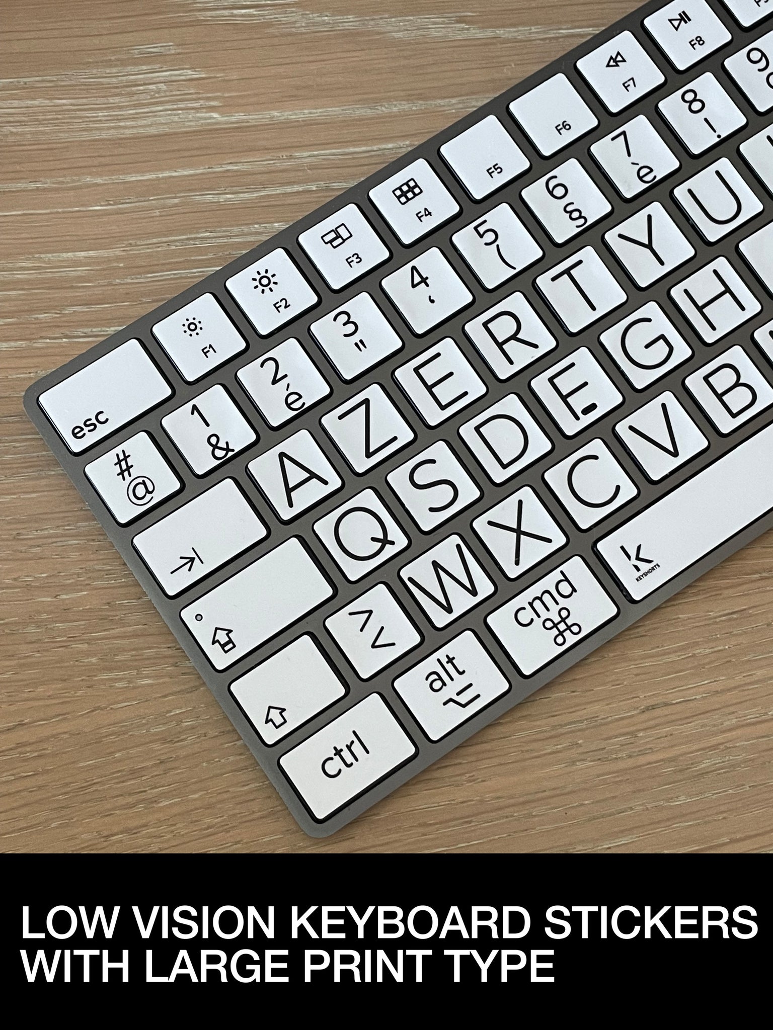 Low Vision Keyboard Stickers with Large Print Type white overview