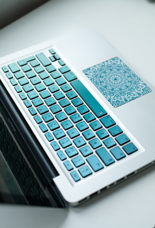 Metallic Blue Green Ombre Laptop Keyboard Stickers decals key overlays