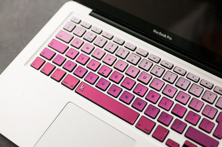 Metallic Pink Ombre MacBook Keyboard Stickers decals key overlays