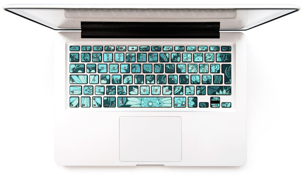 Mint Flowers MacBook Keyboard Stickers decals key overlays