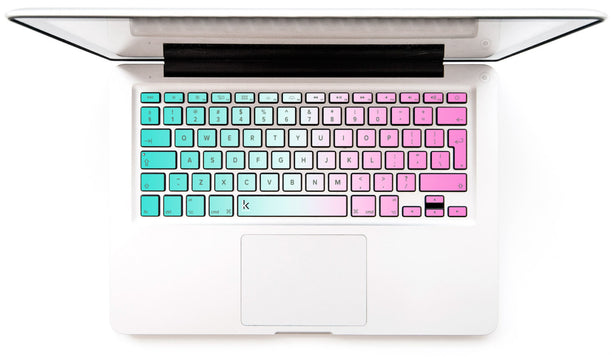 Mint Pink Ombre MacBook Keyboard Stickers decals key overlays