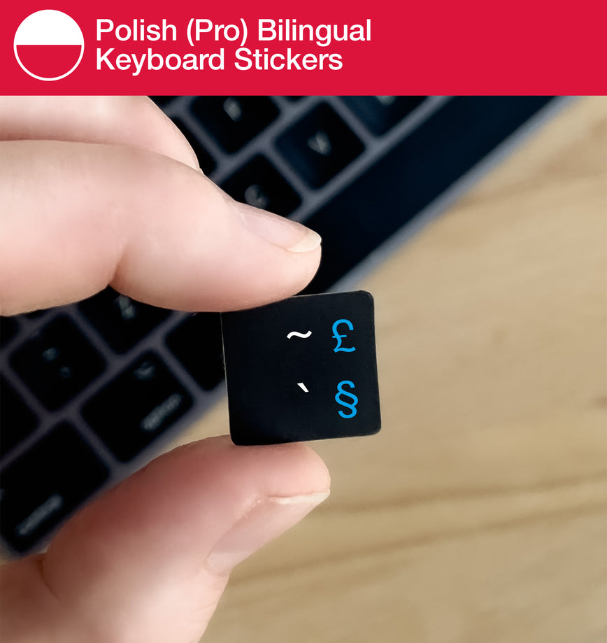 Polish (Pro) Bilingual Keyboard Stickers with Polish Programmer layout