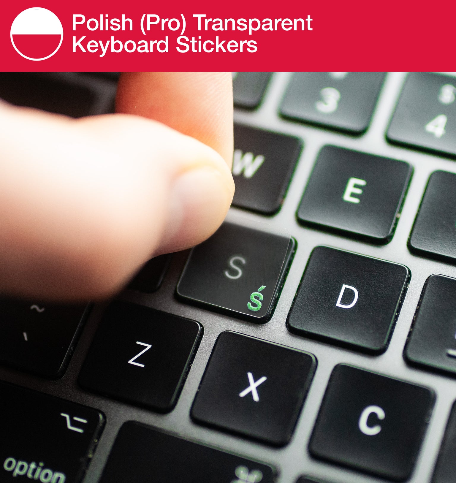 Polish (Pro) Transparent Keyboard Stickers with Polish layout