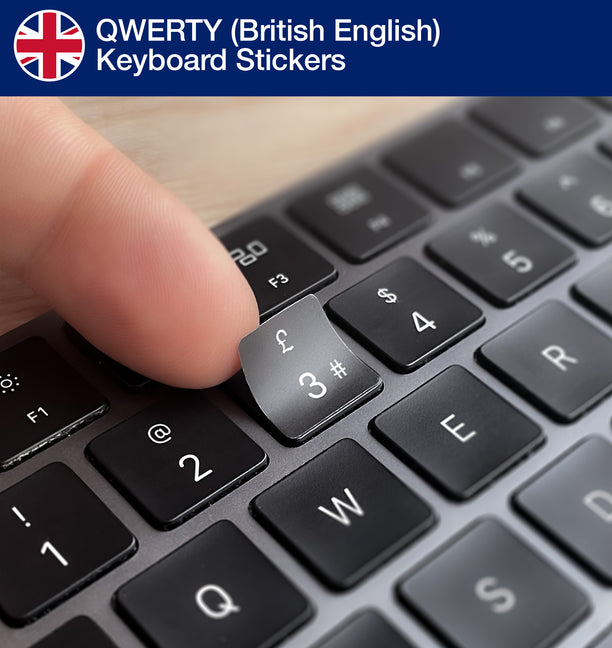 QWERTY (British English) Keyboard Stickers with UK British English layout