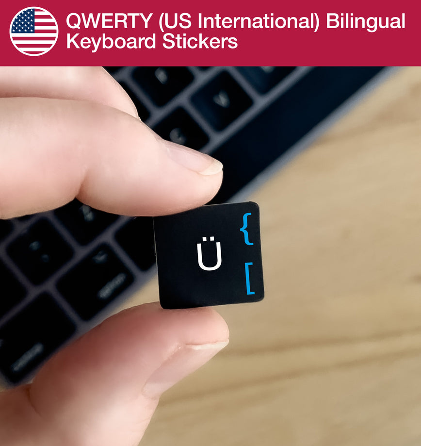 QWERTY (US International) Bilingual Keyboard Stickers