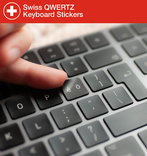 Swiss QWERTZ Keyboard Stickers with Swiss layout