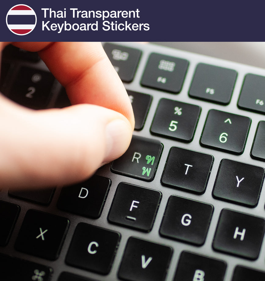 Thai English Keyboard Stickers – Yellow & White Letters, PC Laptop, UK Made