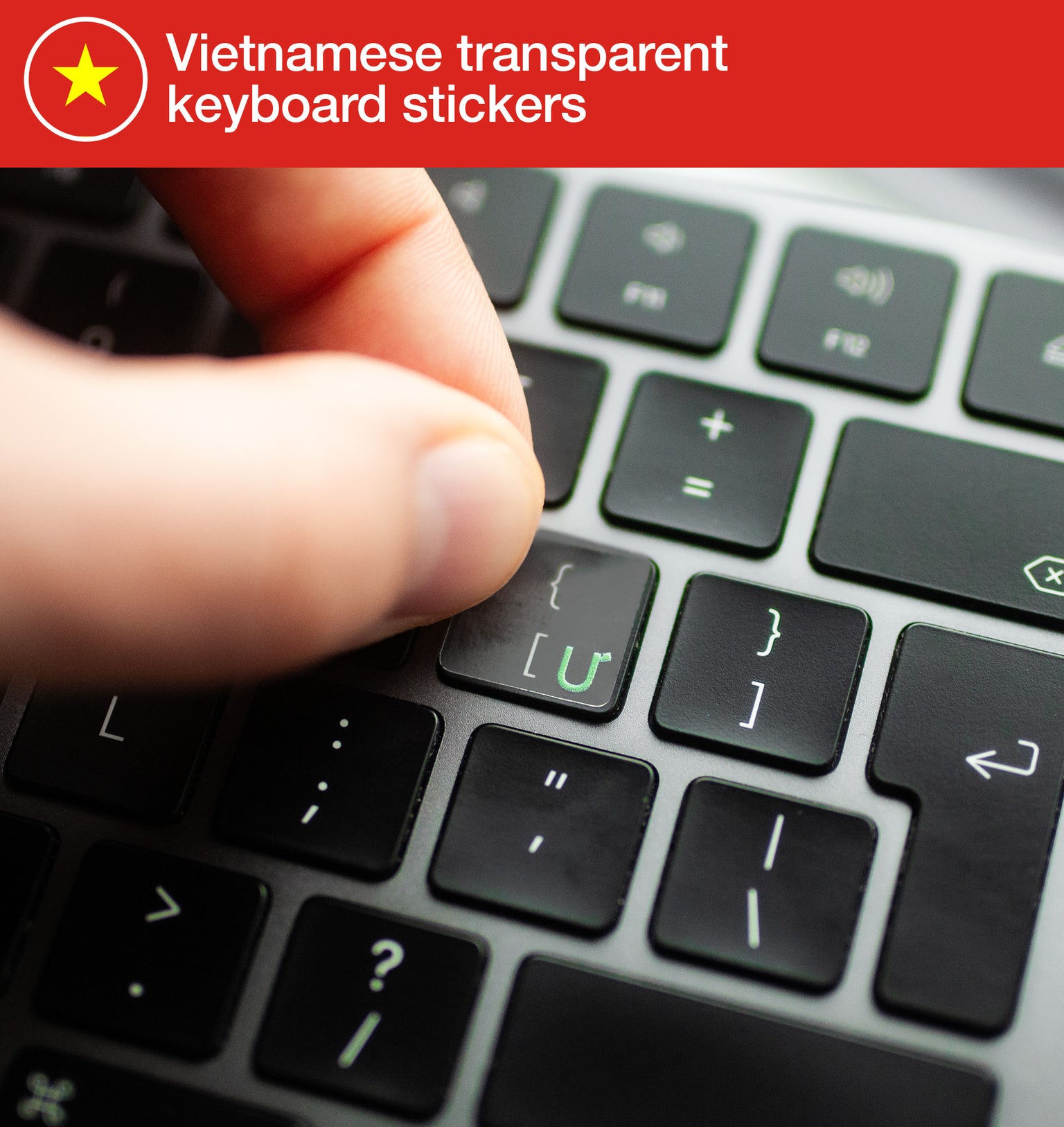 Vietnamese Transparent Keyboard Stickers with Vietnamese keyboard layout