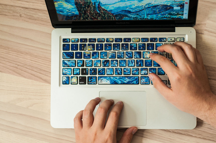 Starry Night Computer Keyboard Van Gogh Starry Night MacBook Keyboard Stickers • Keyshorts