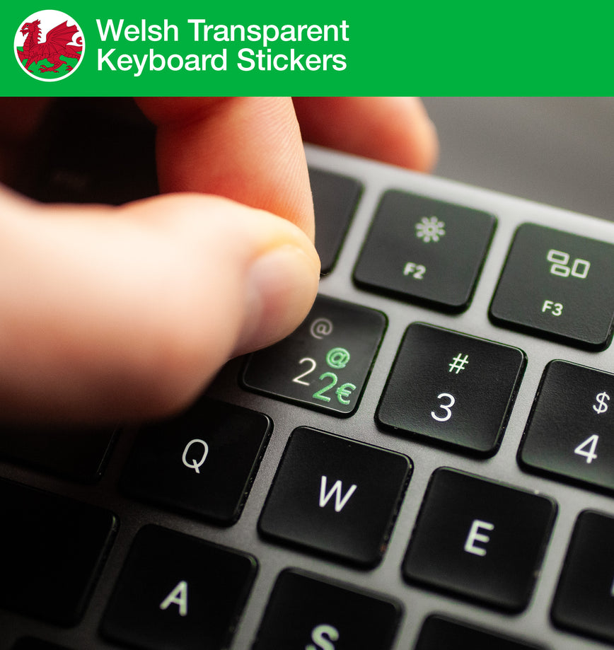 Welsh Transparent Keyboard Stickers with Welsh layout