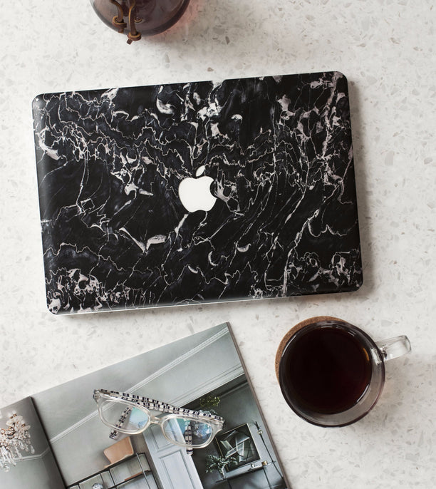 Black Marble Marsala MacBook Skin