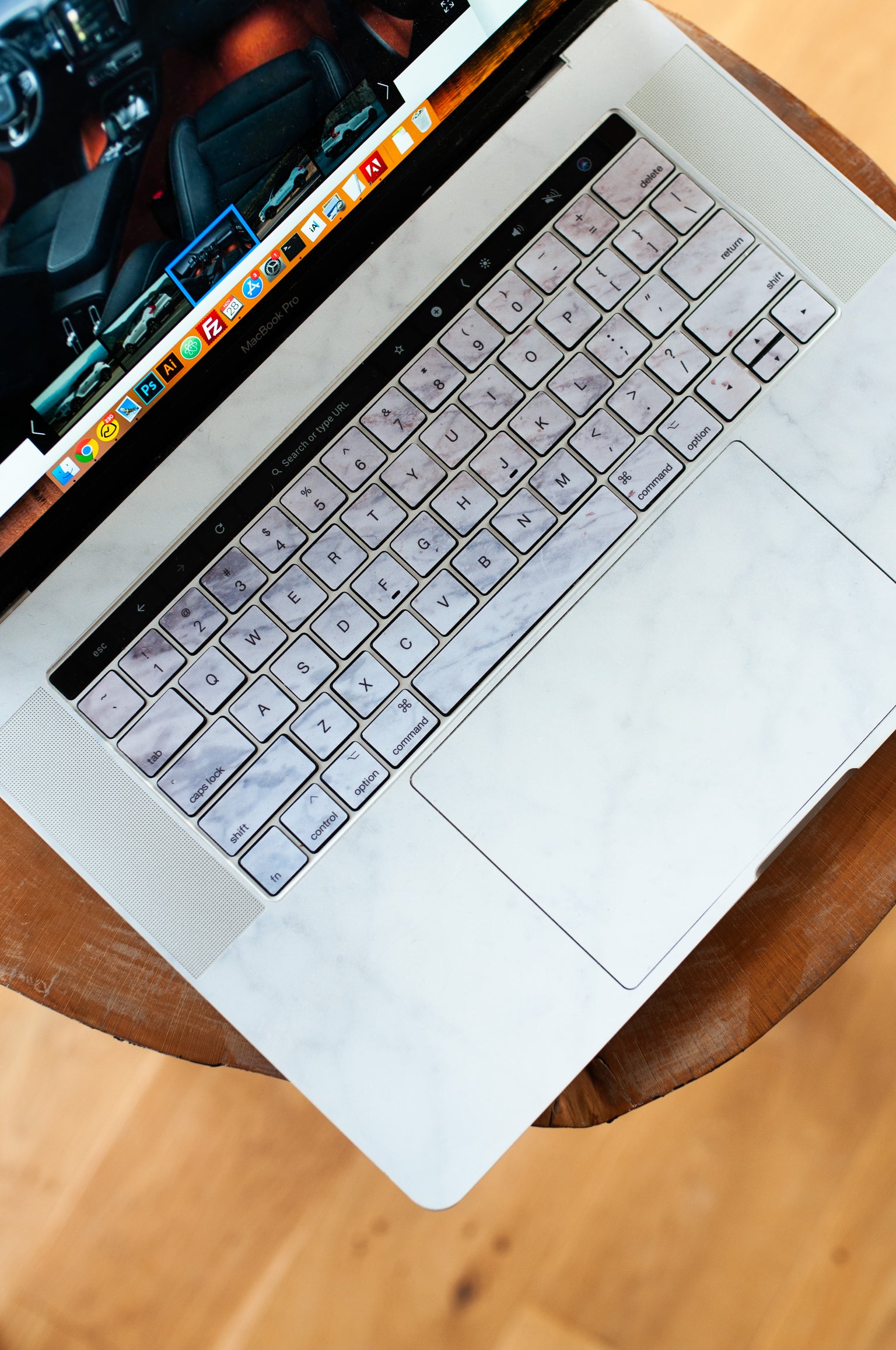 Macbook keyboard stickers - live photo of white marble design