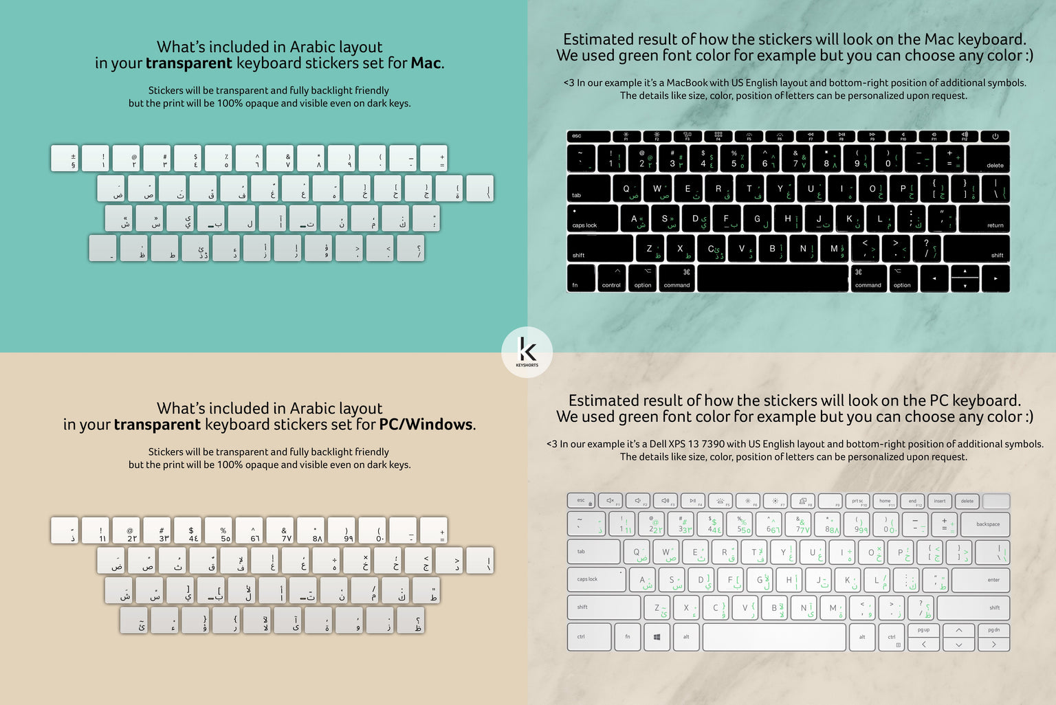 Arabic Transparent Keyboard Stickers Reference