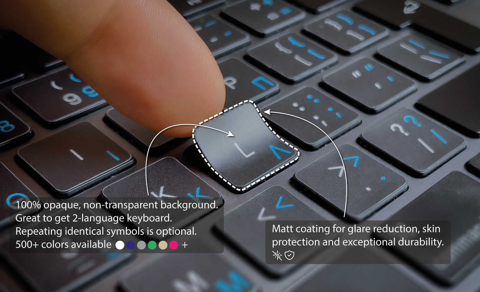 German and for Mac PC | Keyboard Stickers Bilingual Keyshorts