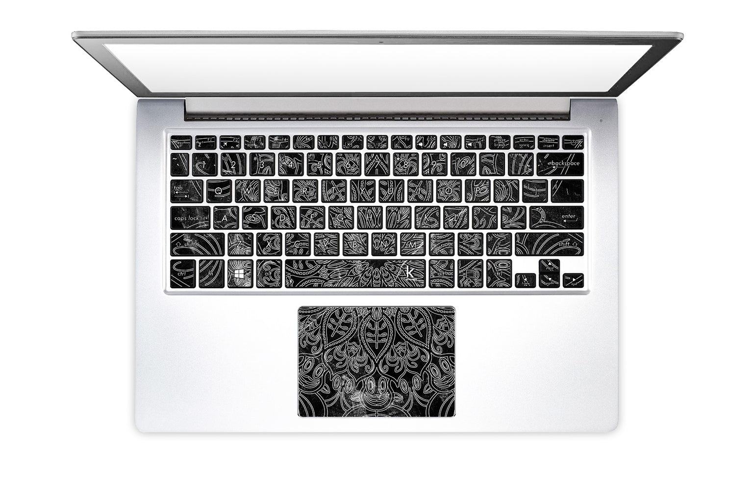 Black Marble Mandala Laptop Keyboard Stickers with trackpad sticker