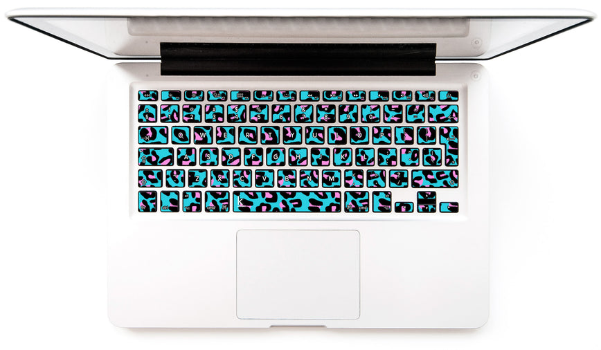 Blue Cheetah MacBook Keyboard Decal Stickers at Keyshorts.com