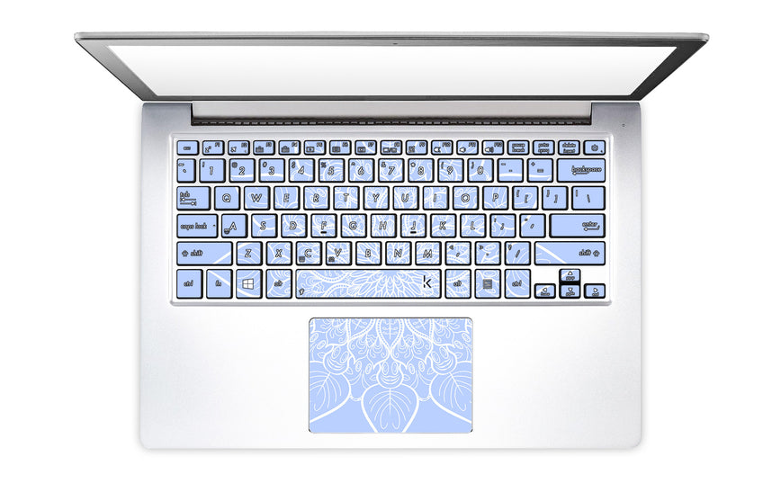 Bluish White Mandala Laptop Keyboard Stickers with trackpad sticker