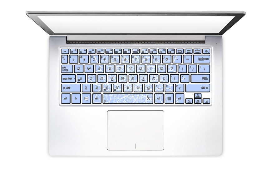 Bluish White Mandala Laptop Keyboard Stickers