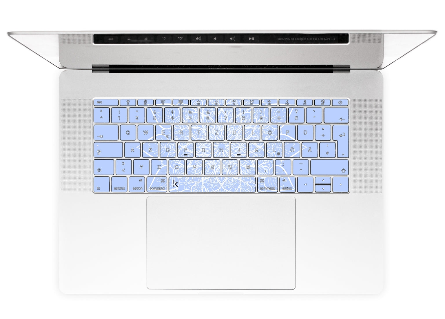 Bluish White Mandala MacBook Keyboard Stickers alternate German keyboard