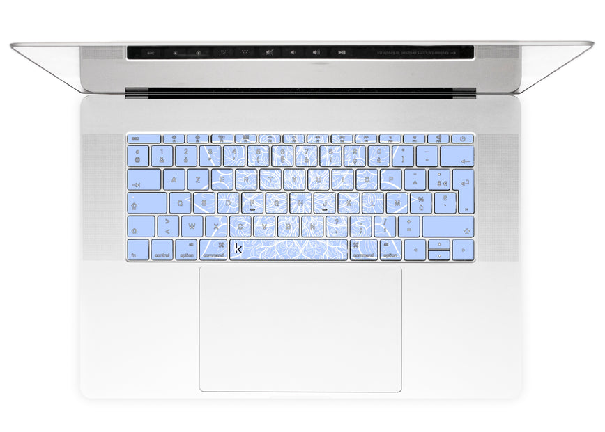 Bluish White Mandala MacBook Keyboard Stickers alternate French keyboard