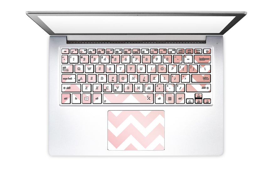 Classic Rose Gold Chevron Laptop Keyboard Stickers with trackpad sticker