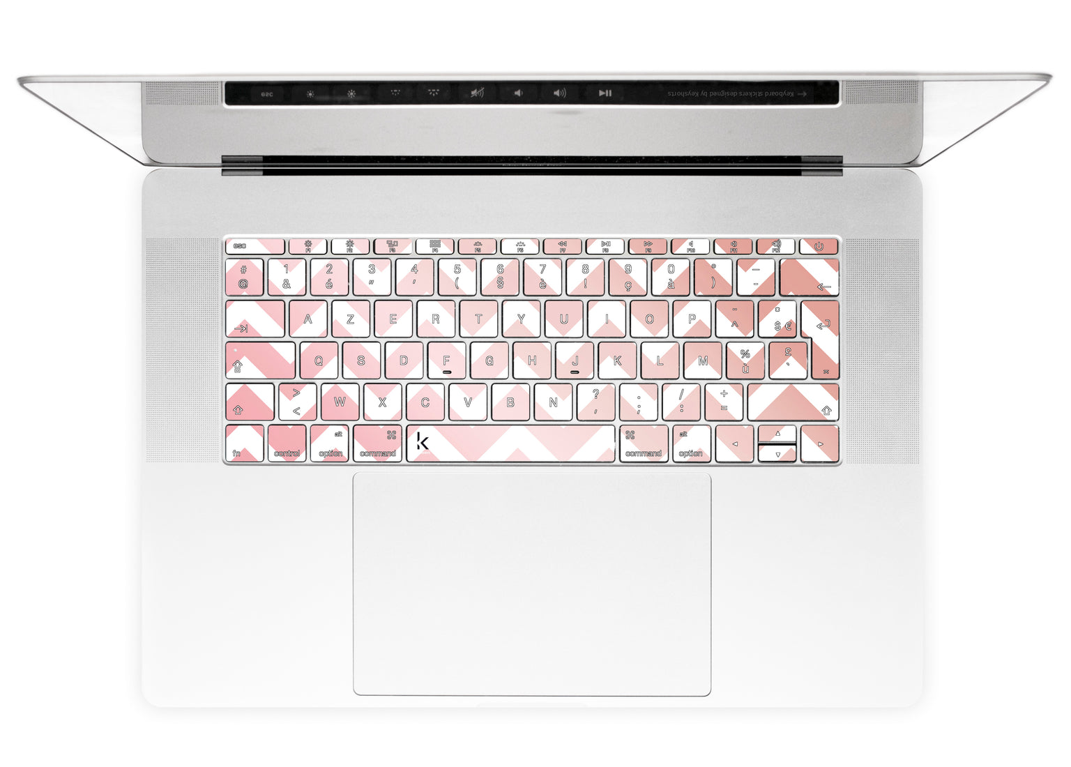 Classic Rose Gold Chevron MacBook Keyboard Stickers alternate French keyboard